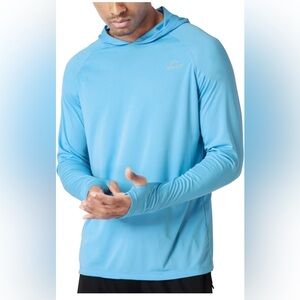 Blue Hooded Long Sleeve Shirt
